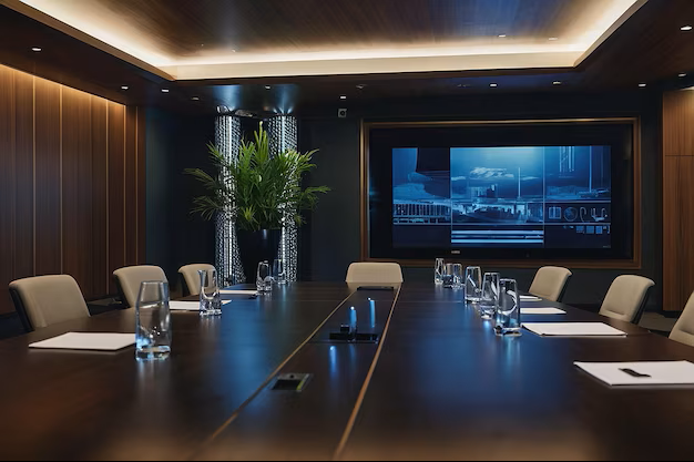 Boardroom with beautiful ceiling lights